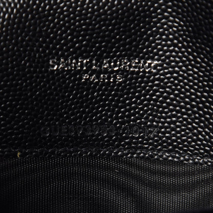 Saint Laurent Grain De Poudre Matelasse Chevron Monogram Envelope Chain Wallet Black 7 of 7