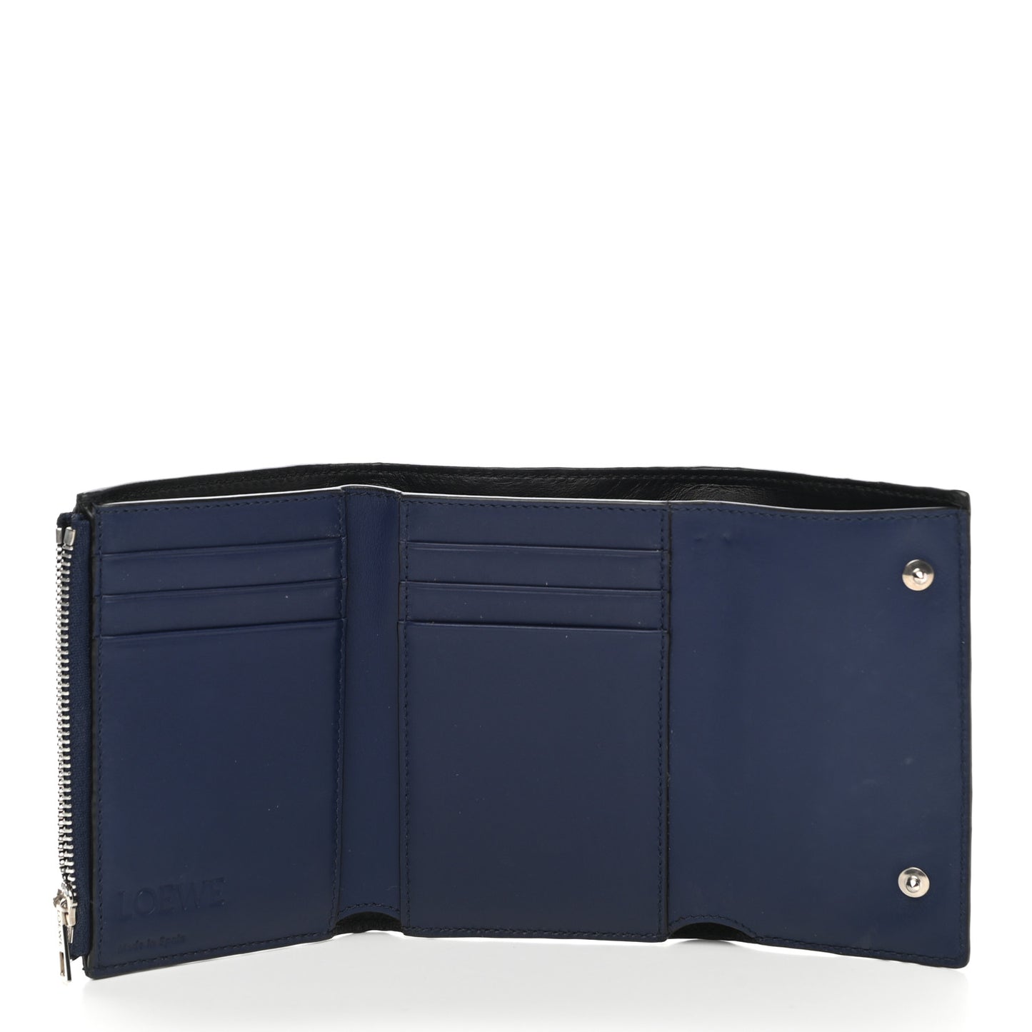 Calfskin Embossed Small Wallet Navy
