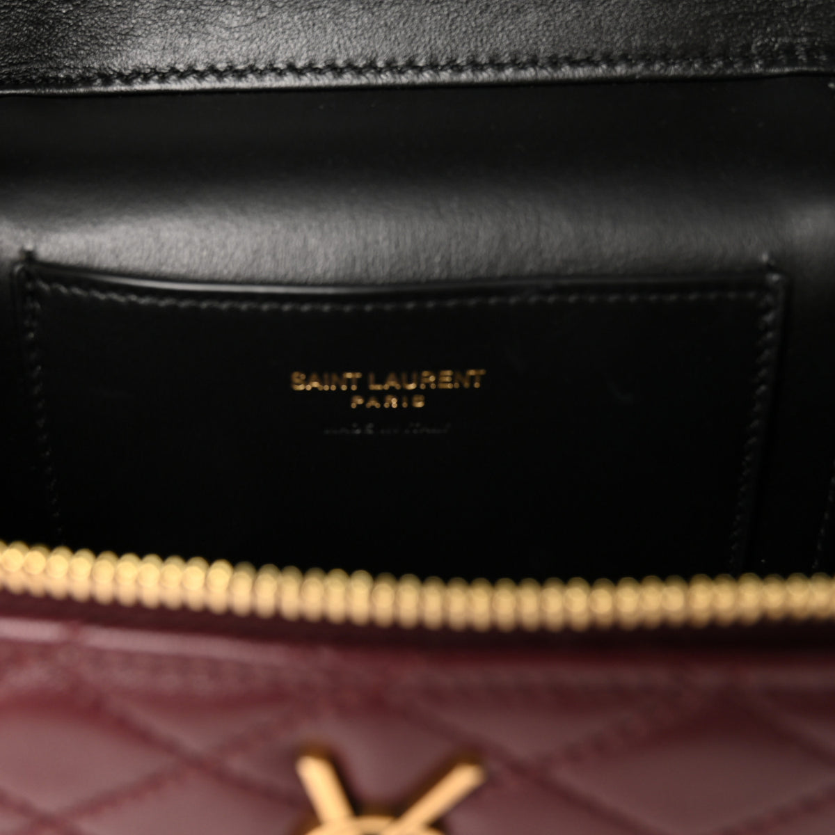 Lambskin Quilted Mini Gaby Vanity Case Rouge Cabernet