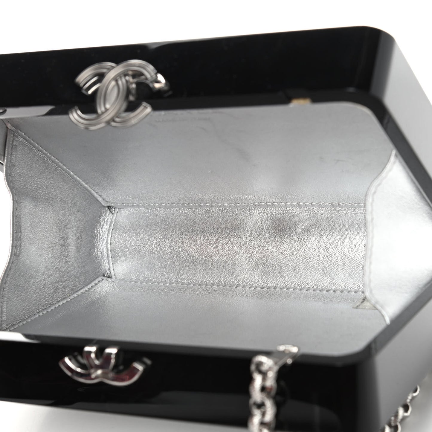 Plexiglass Crystal Minaudiere Clutch Black