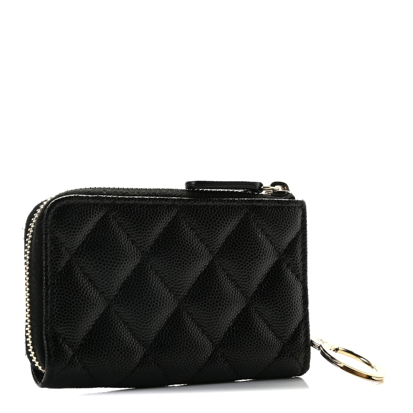 Caviar Quilted Key Holder Case Black