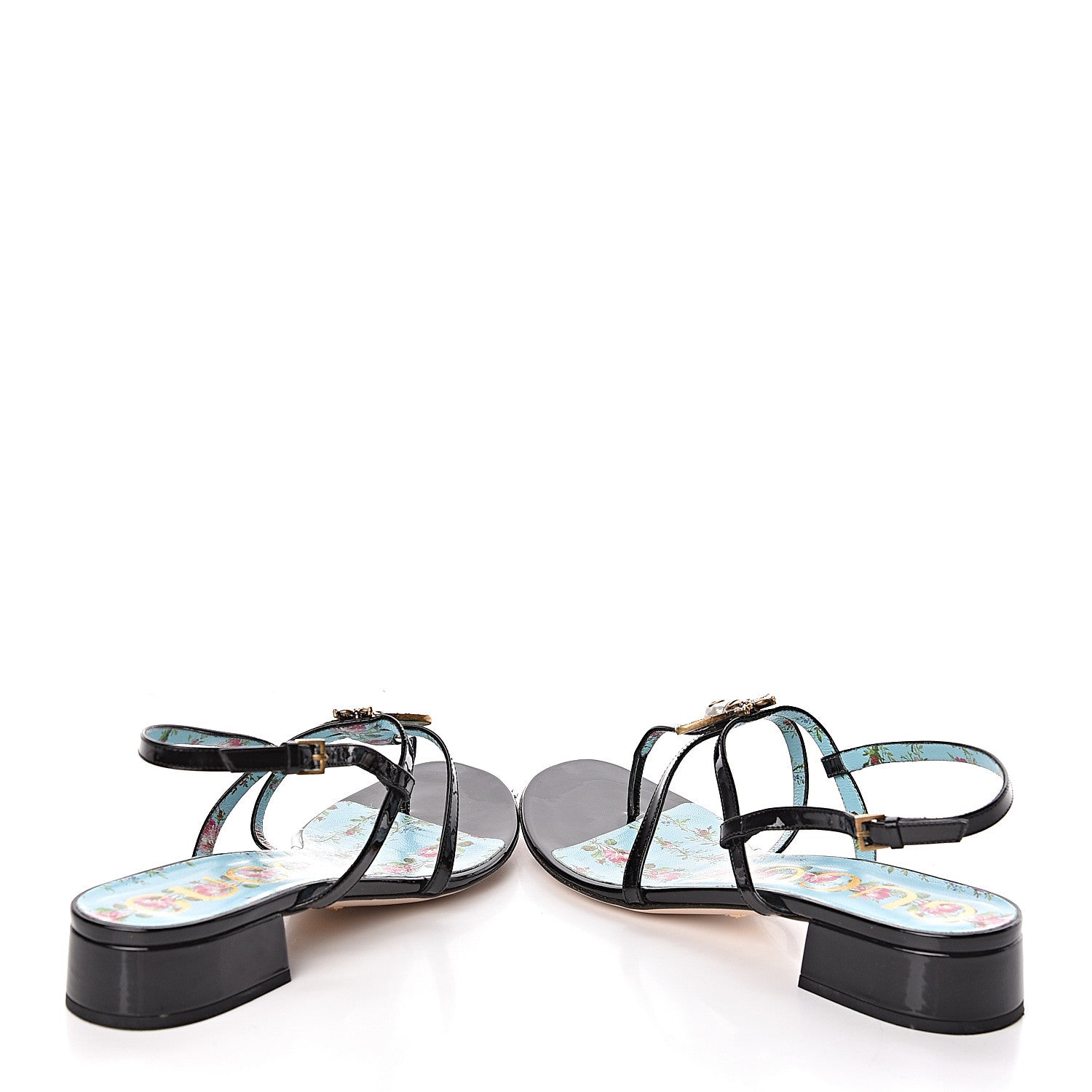 Gucci Patent Bee Thong Sandal 38 Black 6 of 12