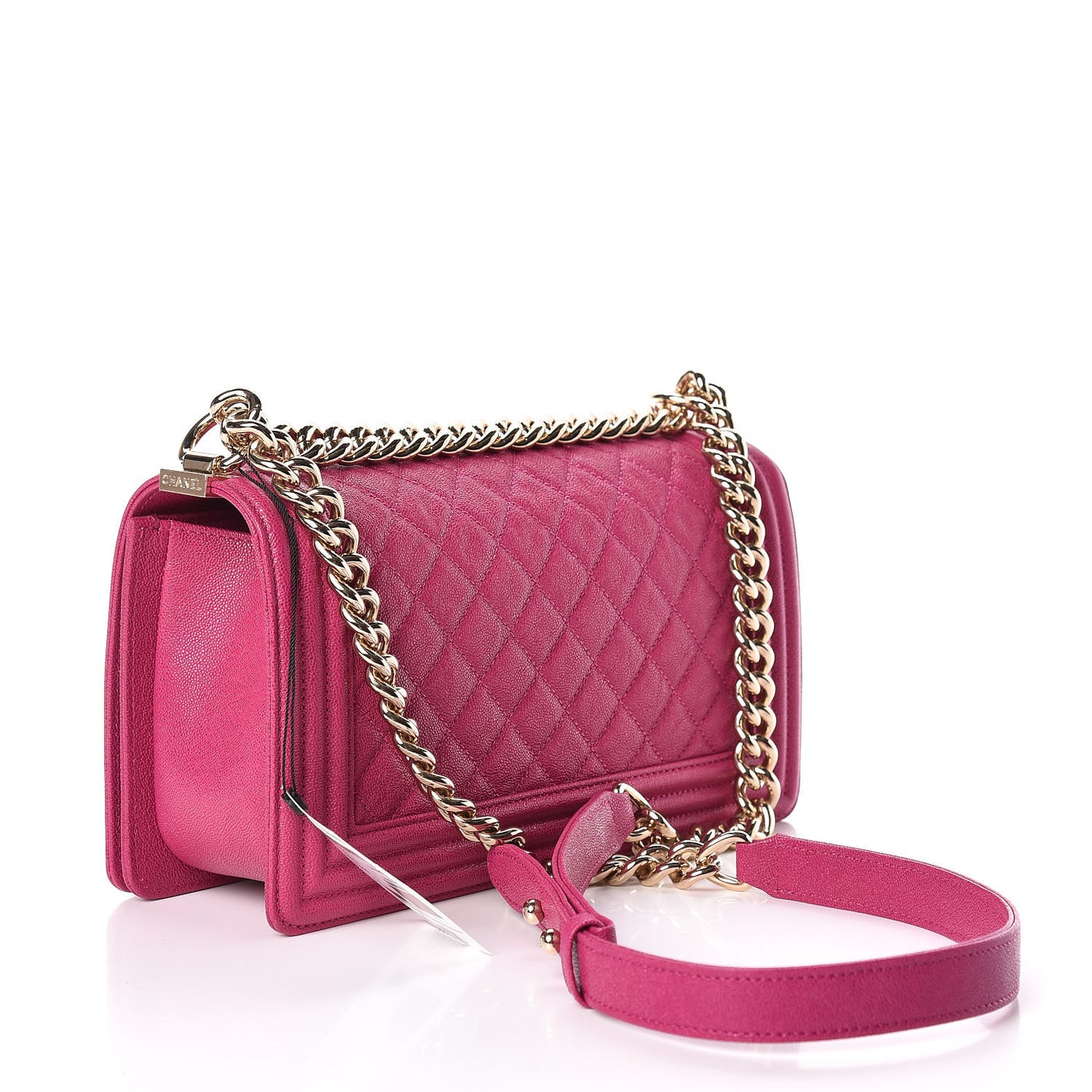 Caviar Quilted Medium Boy Flap Fuchsia