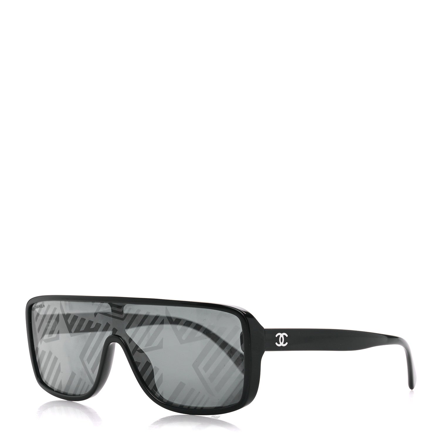 Chanel Acetate Shield 71540 Sunglasses Black 1 of 8