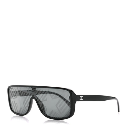Chanel Acetate Shield 71540 Sunglasses Black 1 of 8