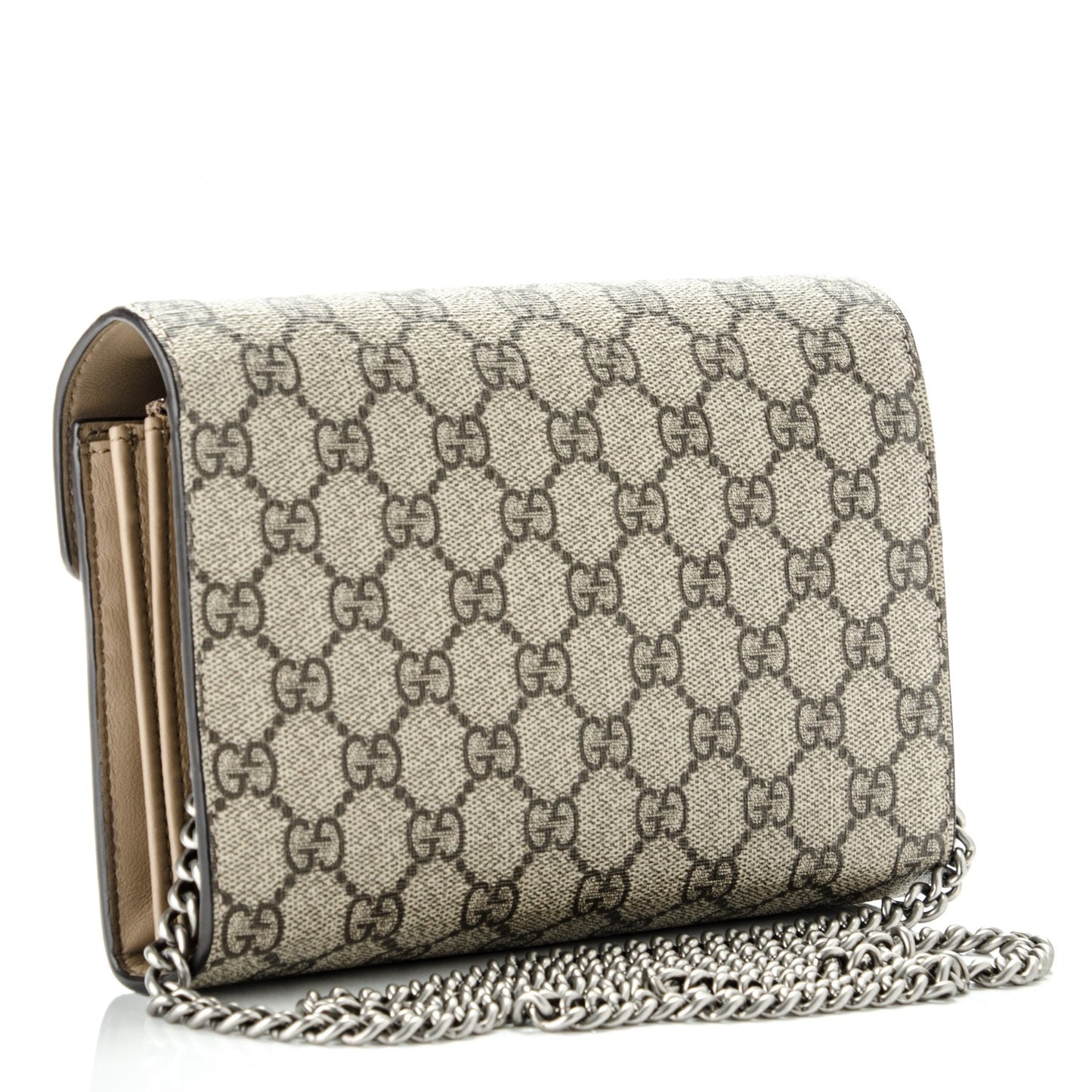 GG Supreme Monogram Mini Dionysus Chain Wallet Beige Taupe