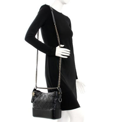 Chanel Aged Calfskin Quilted Medium Gabrielle Hobo Black 2 of 9