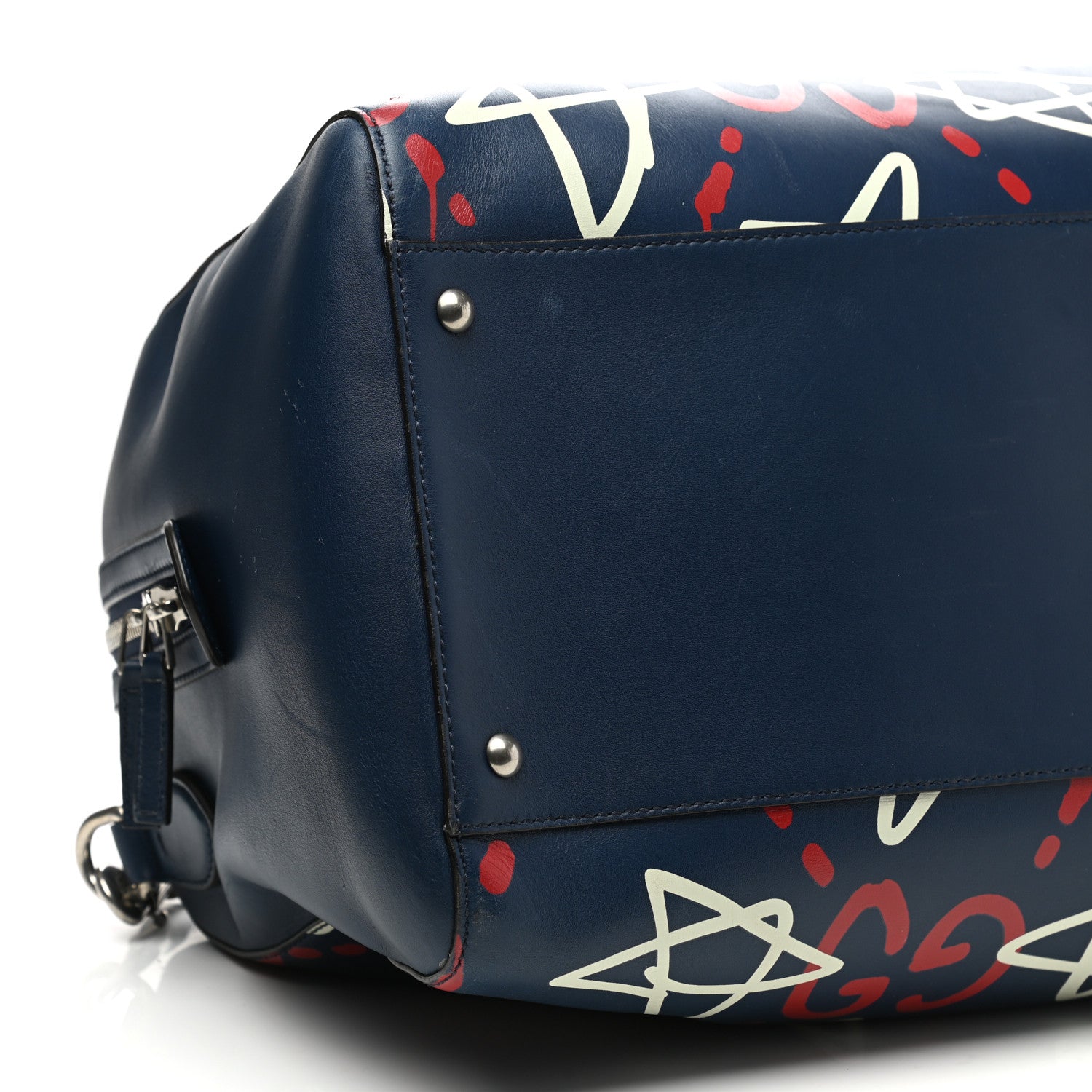Gucci Calfskin GucciGhost Print Duffle Blue Agata Hibiscus Red 8 of 13