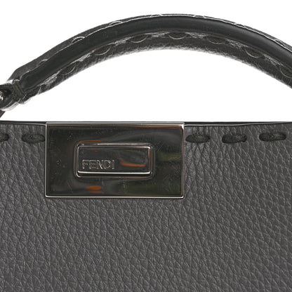 Fendi Cuoio Romano Selleria Macro Stitching Mini Peekaboo I SEE U Iconic Satchel Argento 10 of 11