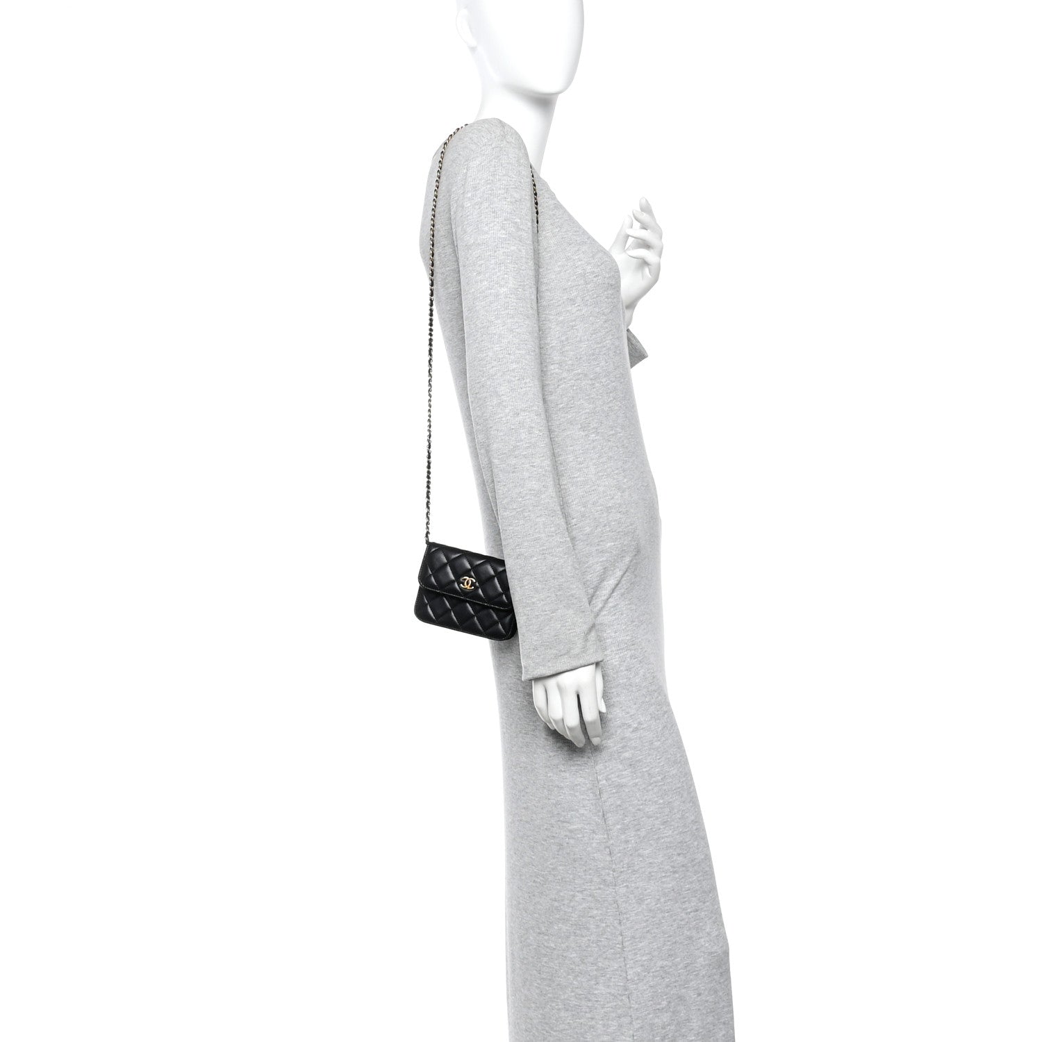 Chanel Lambskin Quilted Pearl Crush Clutch With Chain Black 2 of 11