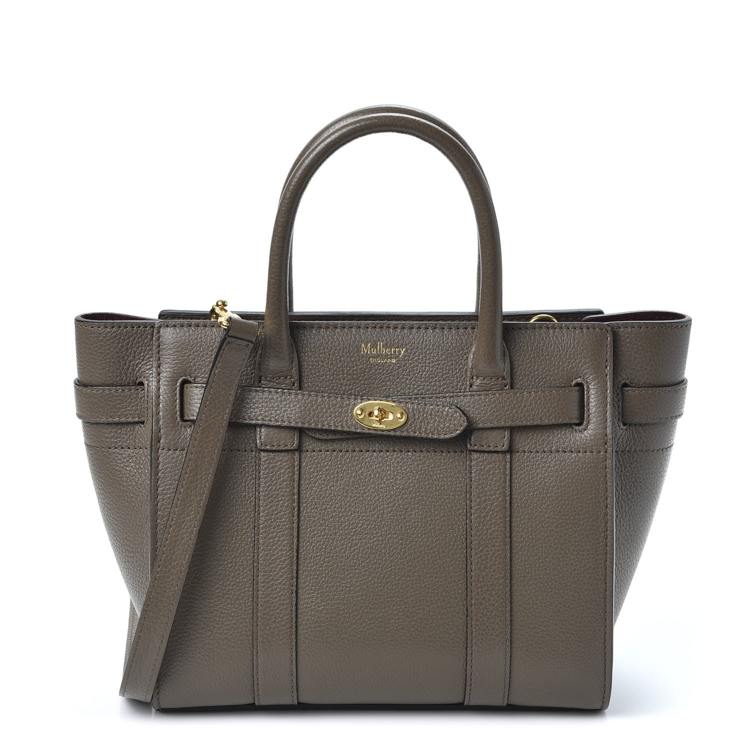 Mulberry Small Classic Grain Mini Zipped Bayswater Solid Grey 1 of 8