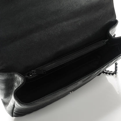 Saint Laurent Sheepskin Matelasse Chevron Monogram Monochrome Large College Satchel Black 5 of 8