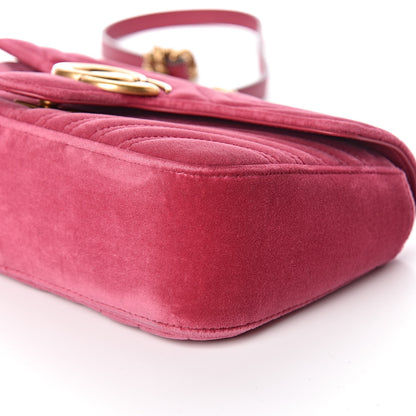 Gucci Velvet Matelasse Small GG Marmont Shoulder Bag Light Raspberry Rose 9 of 10