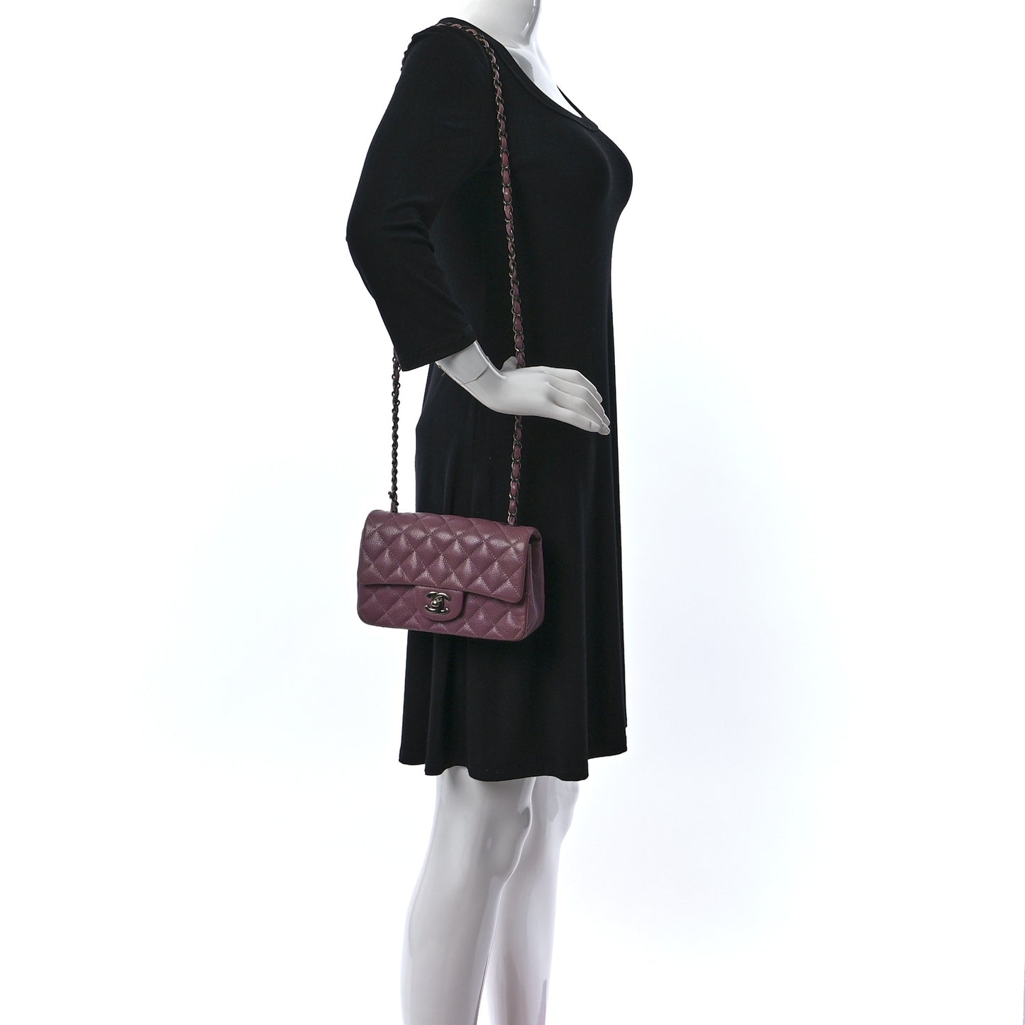 Caviar Quilted Mini Rectangular Flap Purple