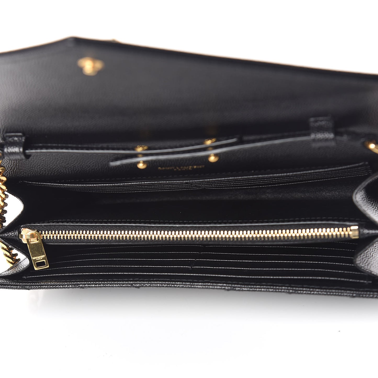 Grain De Poudre Matelasse Chevron Monogram Chain Wallet Black