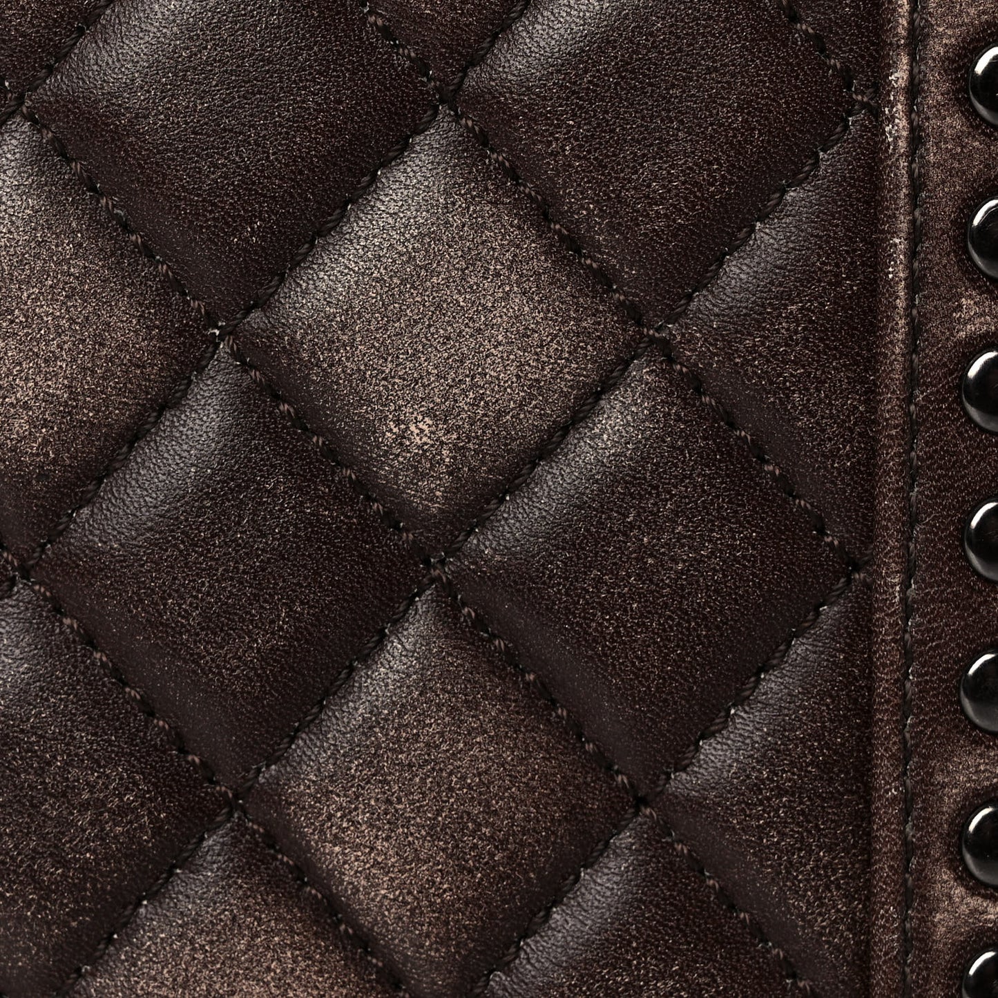 Faded Calfskin Quilted Large Studded Boy Flap Brown Beige
