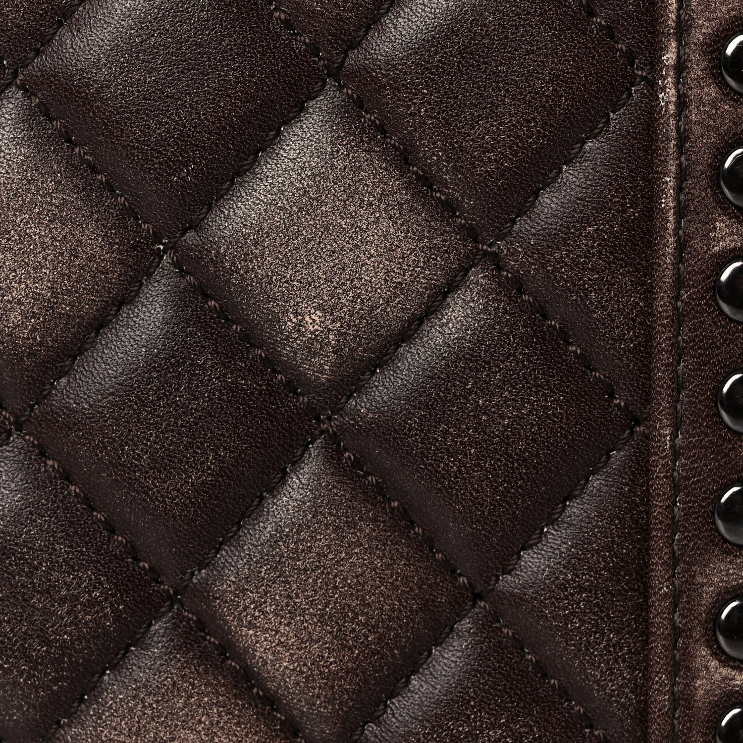 Chanel Faded Calfskin Quilted Large Studded Boy Flap Brown Beige 13 of 16