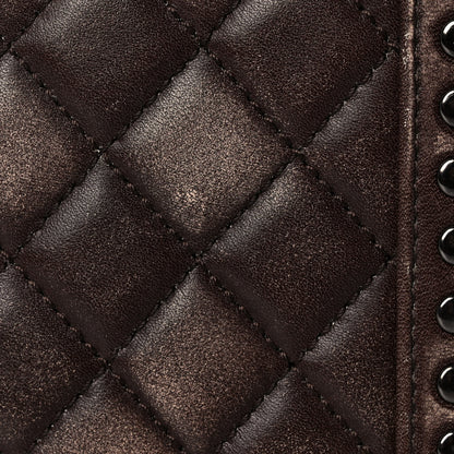 Chanel Faded Calfskin Quilted Large Studded Boy Flap Brown Beige 13 of 16