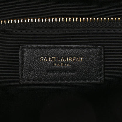 Saint Laurent Grain De Poudre Mixed Matelasse Large Triquilt Monogram Satchel Dark Beige 9 of 11