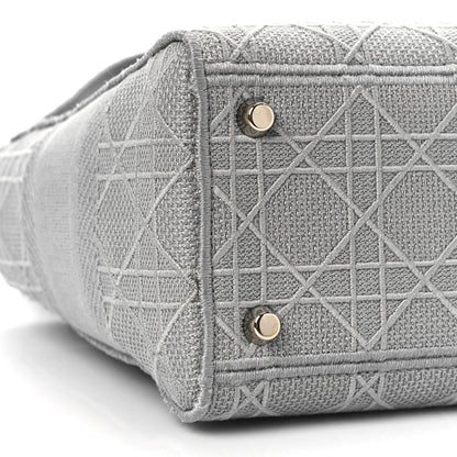 Christian Dior Canvas Embroidered Cannage Medium Lady Gray 7 of 9