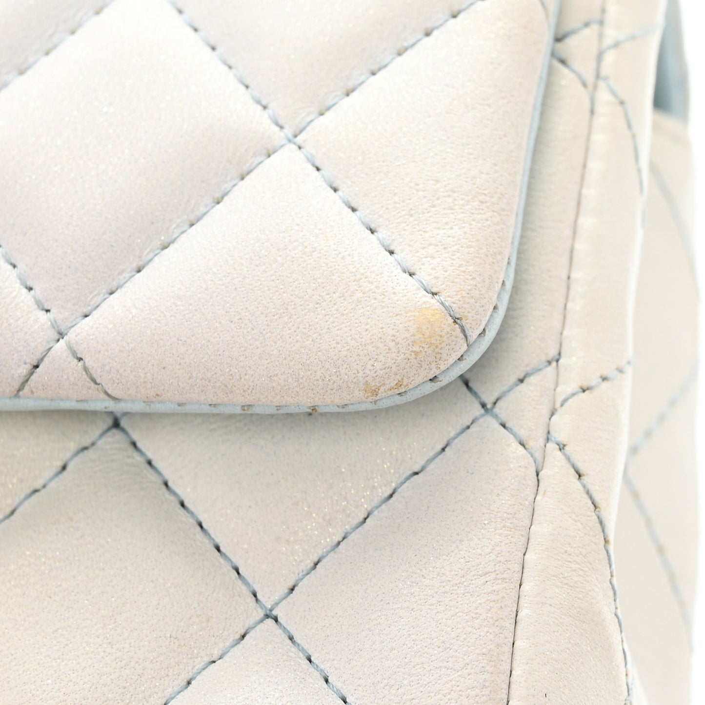 Perforated Lambskin Quilted Mini Rectangular Flap Light Blue Light Purple White