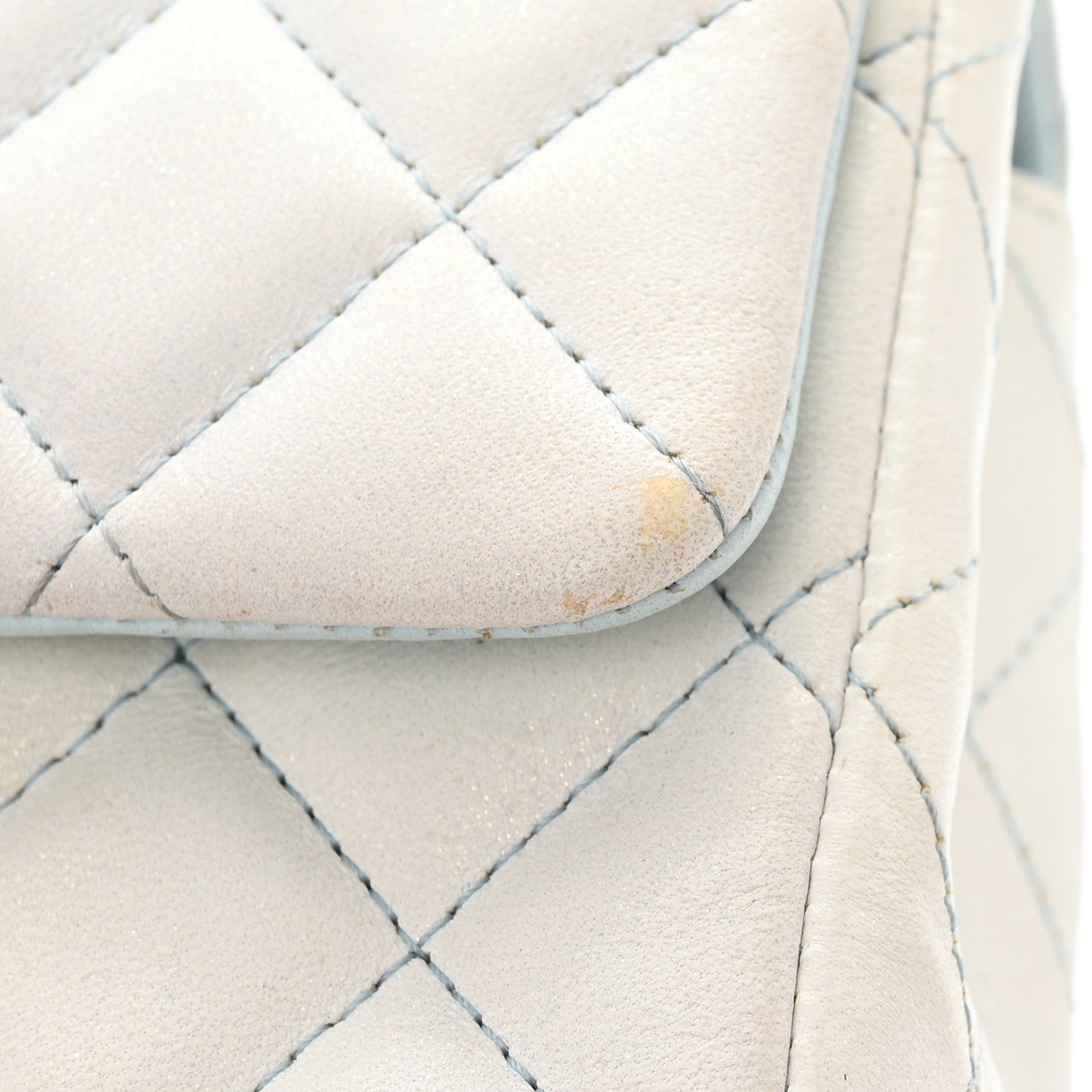 Chanel Perforated Lambskin Quilted Mini Rectangular Flap Light Blue Light Purple White 14 of 15