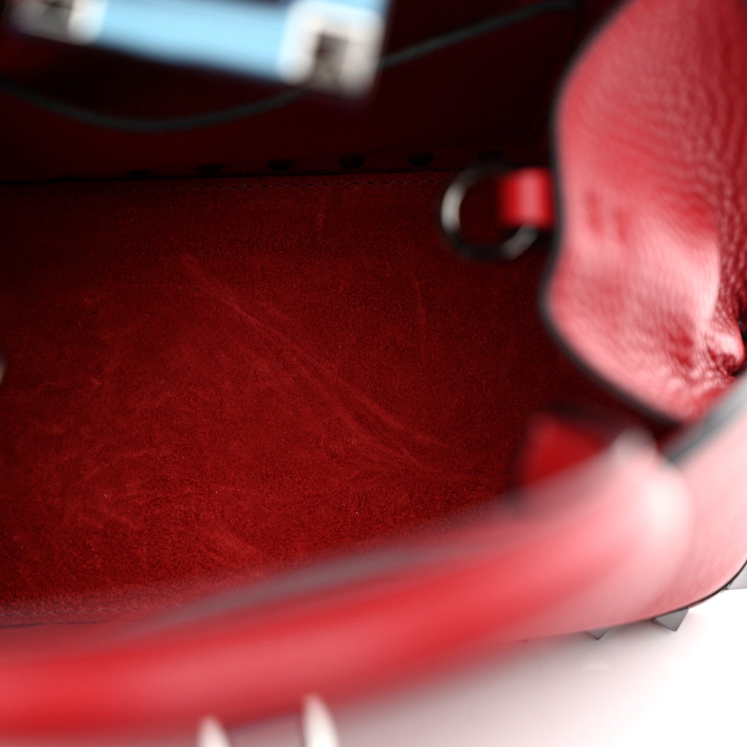 Valentino Garavani Grainy Calfskin Small Rockstud Double Top Handle Bag Rosso Valentino 5 of 9
