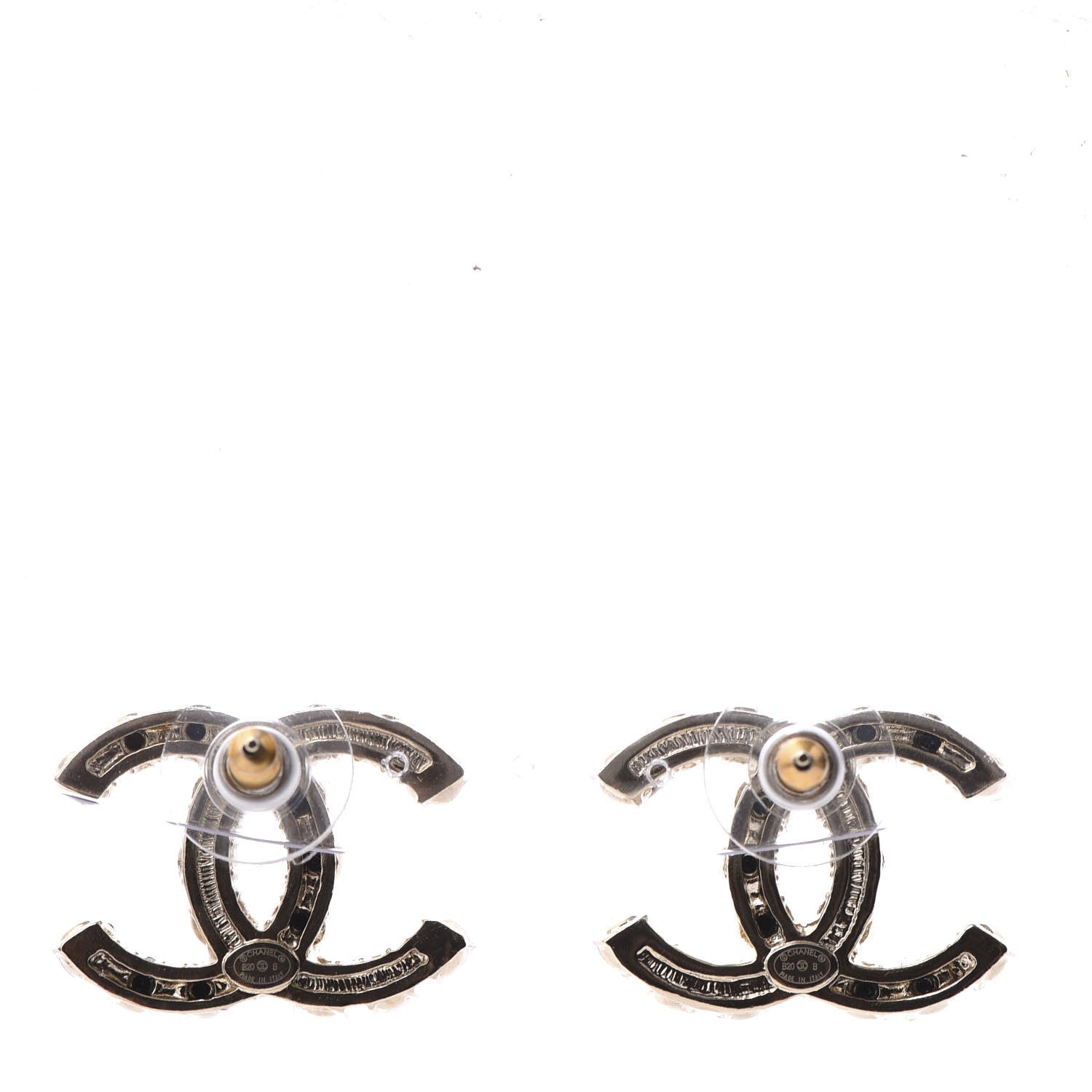 Chanel Resin Pearl CC Dazzling Domino Earrings Gold Black 3 of 6