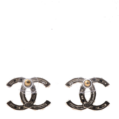 Chanel Resin Pearl CC Dazzling Domino Earrings Gold Black 3 of 6