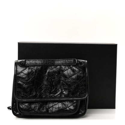 Saint Laurent Crinkled Calfskin Matelasse Monogram Baby Niki Chain Satchel Black 19 of 19
