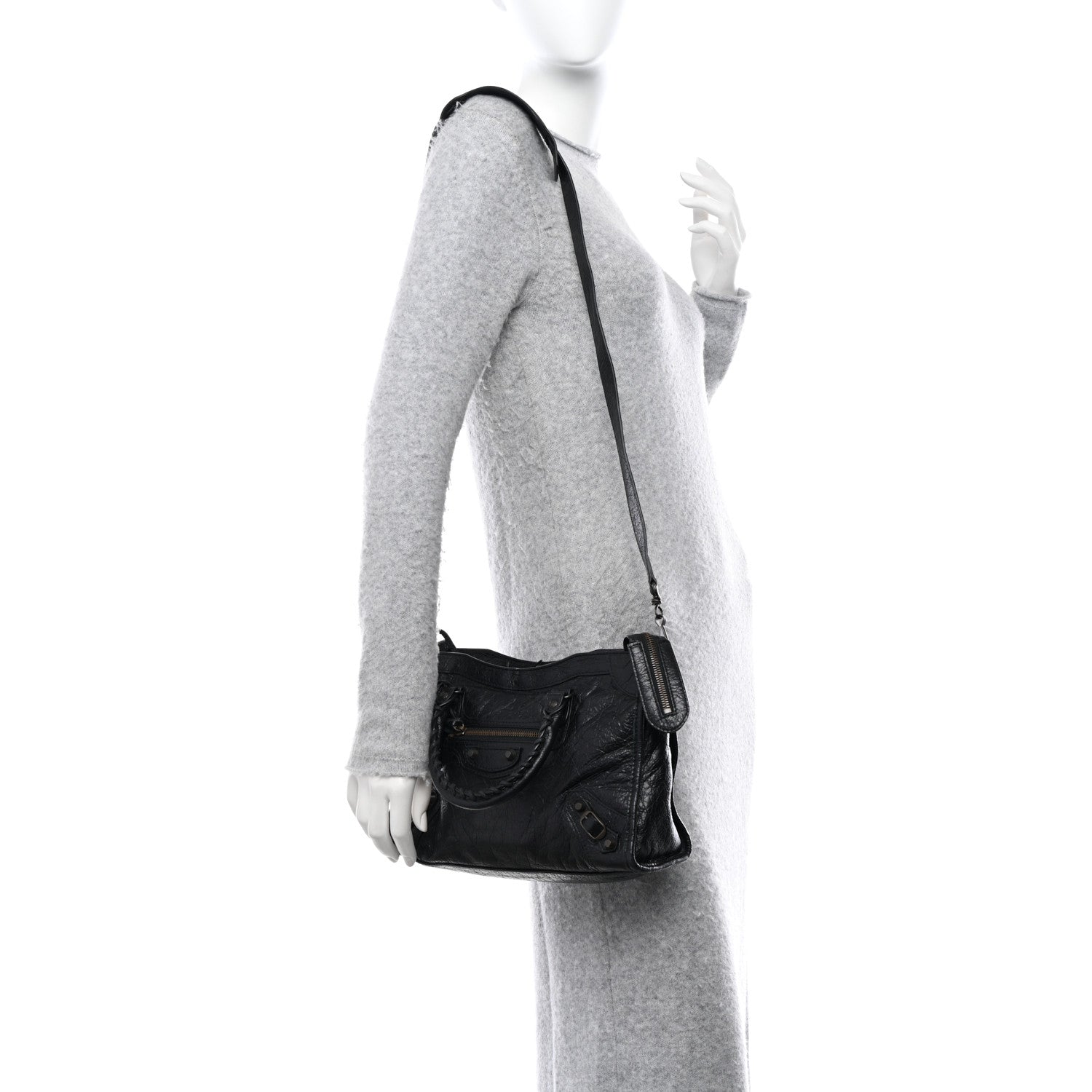 Balenciaga Agneau Classic Hardware S City Logo Strap Black White 2 of 10