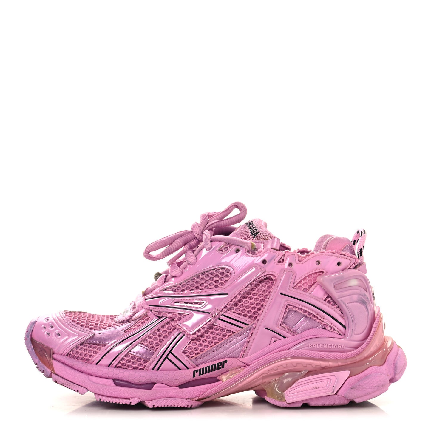 Mesh Rubber Distressed Womens Runner Sneakers 40 Pink