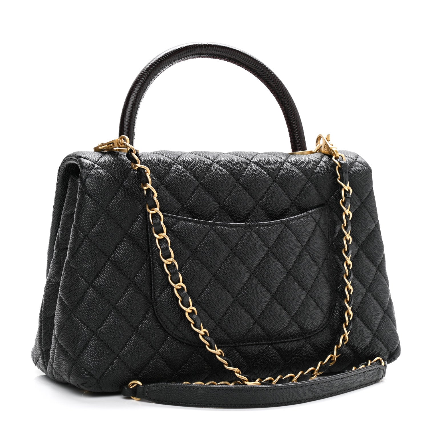 Chanel Caviar Lizard Embossed Quilted Small Coco Handle Flap Black 2 of 11