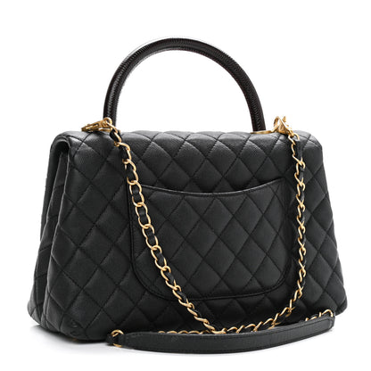 Chanel Caviar Lizard Embossed Quilted Small Coco Handle Flap Black 2 of 11