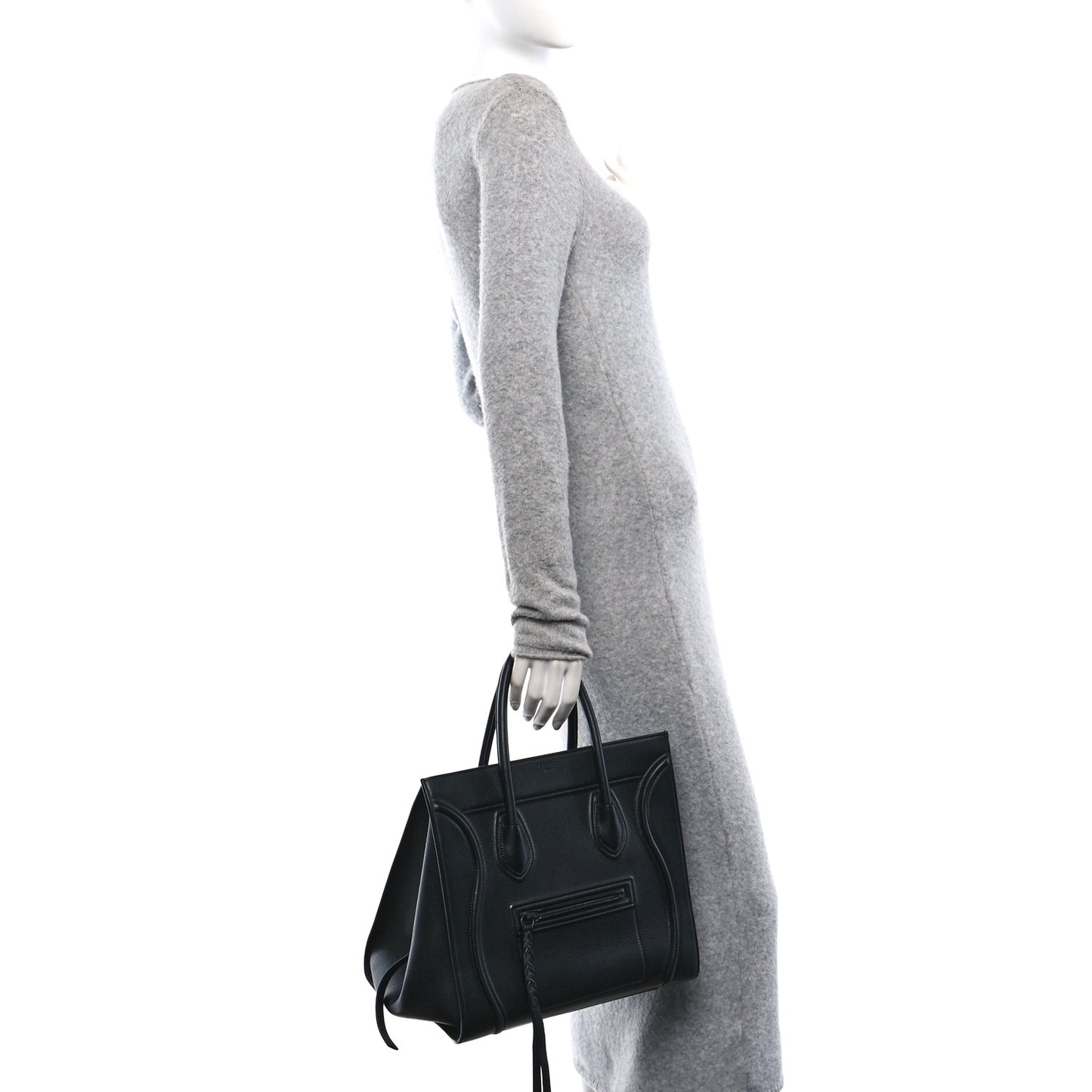 Grained Calfskin Medium Phantom Luggage Black