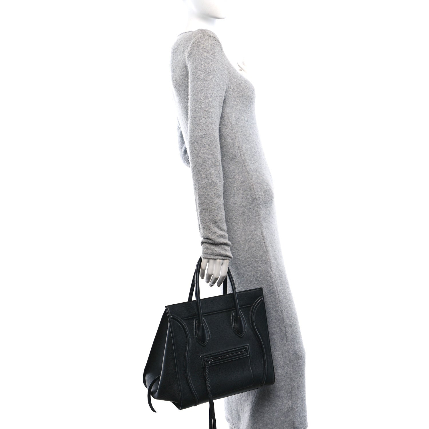 Celine Grained Calfskin Medium Phantom Luggage Black 3 of 11