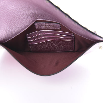 Valentino Garavani Metallic Pebbled Calfskin Medium Rockstud Envelope Flat Wristlet Pouch Giacinto 5 of 6