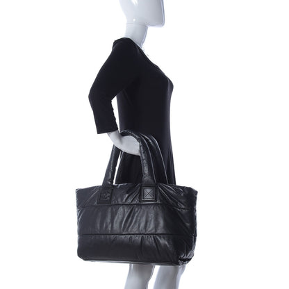 Chanel Lambskin Quilted Large Coco Cocoon Reversible Tote Black 2 of 8