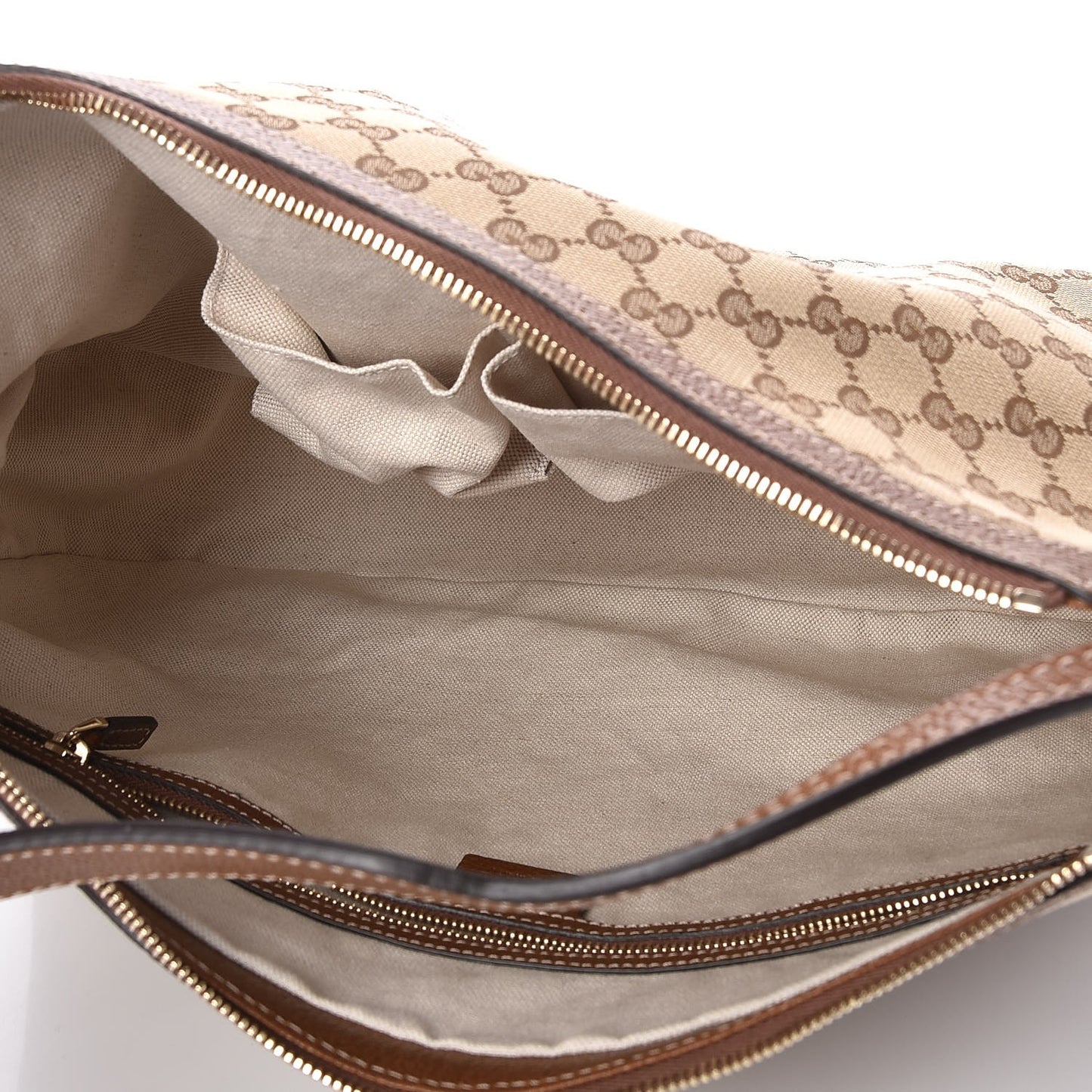 Monogram Textured Calfskin Large Bree Hobo Beige Ebony Nocciola