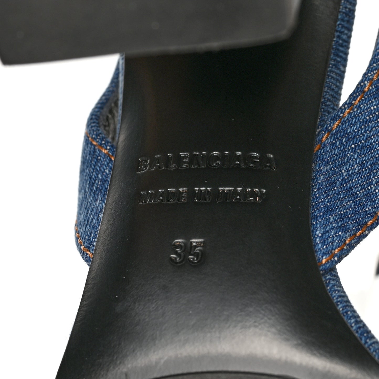 Denim Ankle Strap Round Heel Sandals 35 Bleu Clair