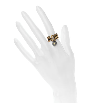 Christian Dior Metal J'Adior Crystal Heart Charm Ring L Gold 2 of 4