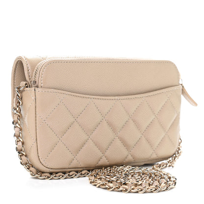 Chanel Iridescent Caviar Quilted Flap Phone Holder With Chain Beige 3 of 13