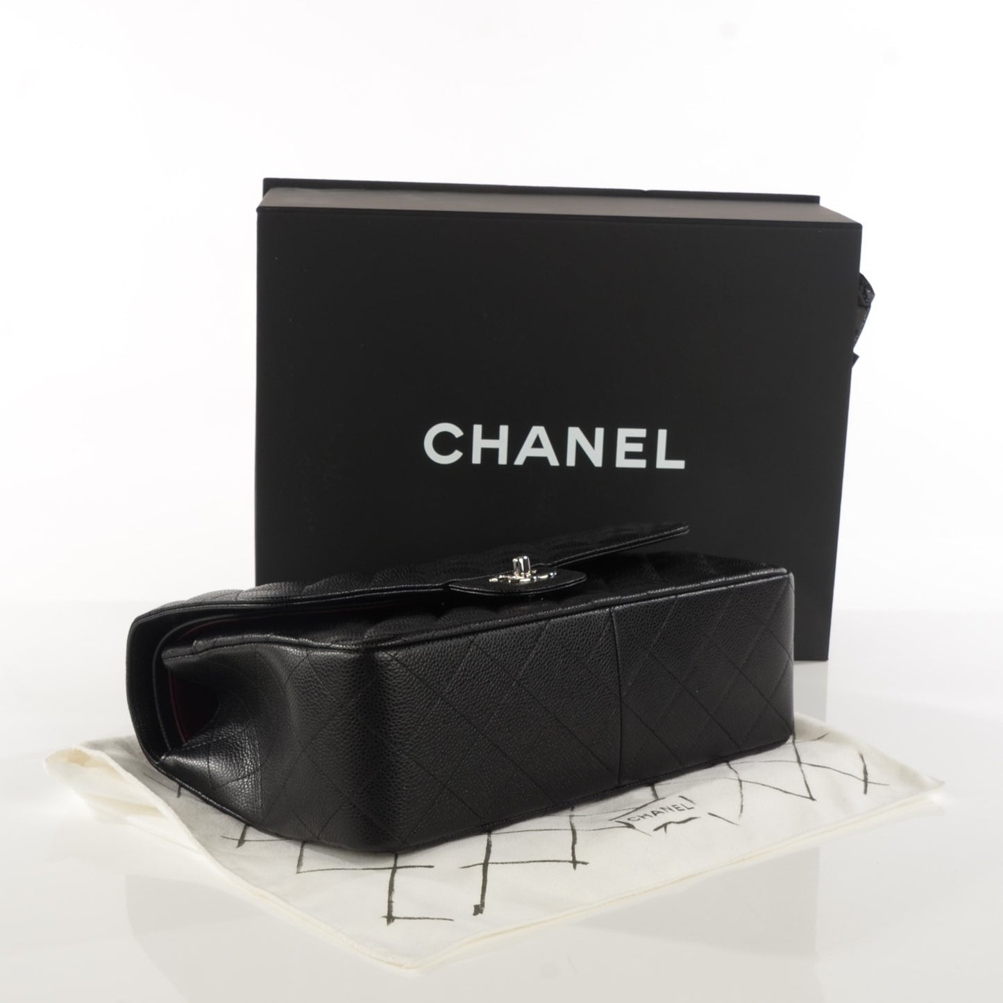 Caviar Quilted Jumbo Double Flap Black