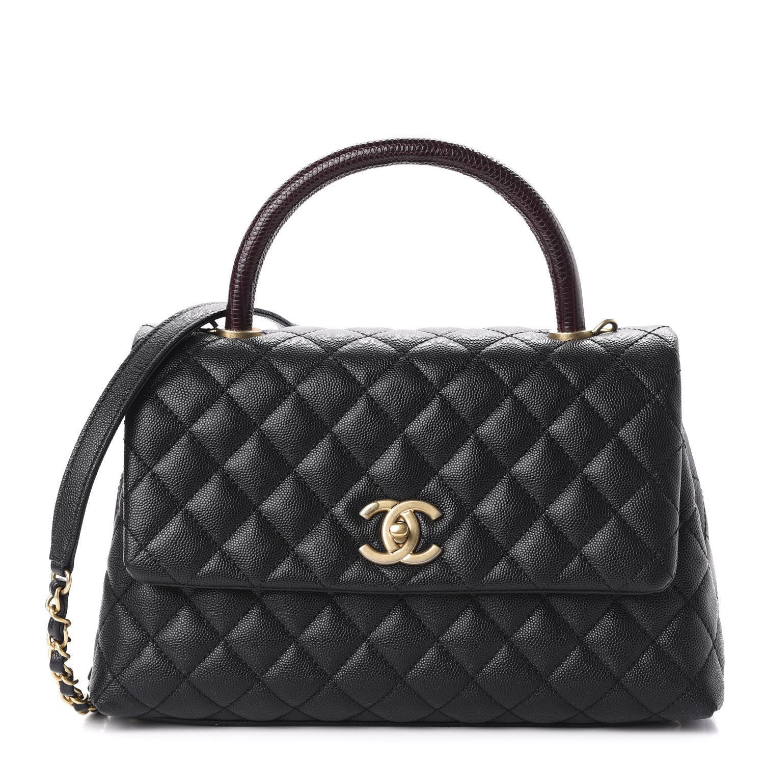 Chanel Caviar Lizard Embossed Quilted Small Coco Handle Flap Black 1 of 11