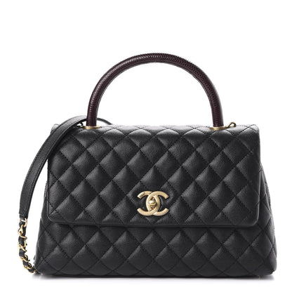 Chanel Caviar Lizard Embossed Quilted Small Coco Handle Flap Black 1 of 11