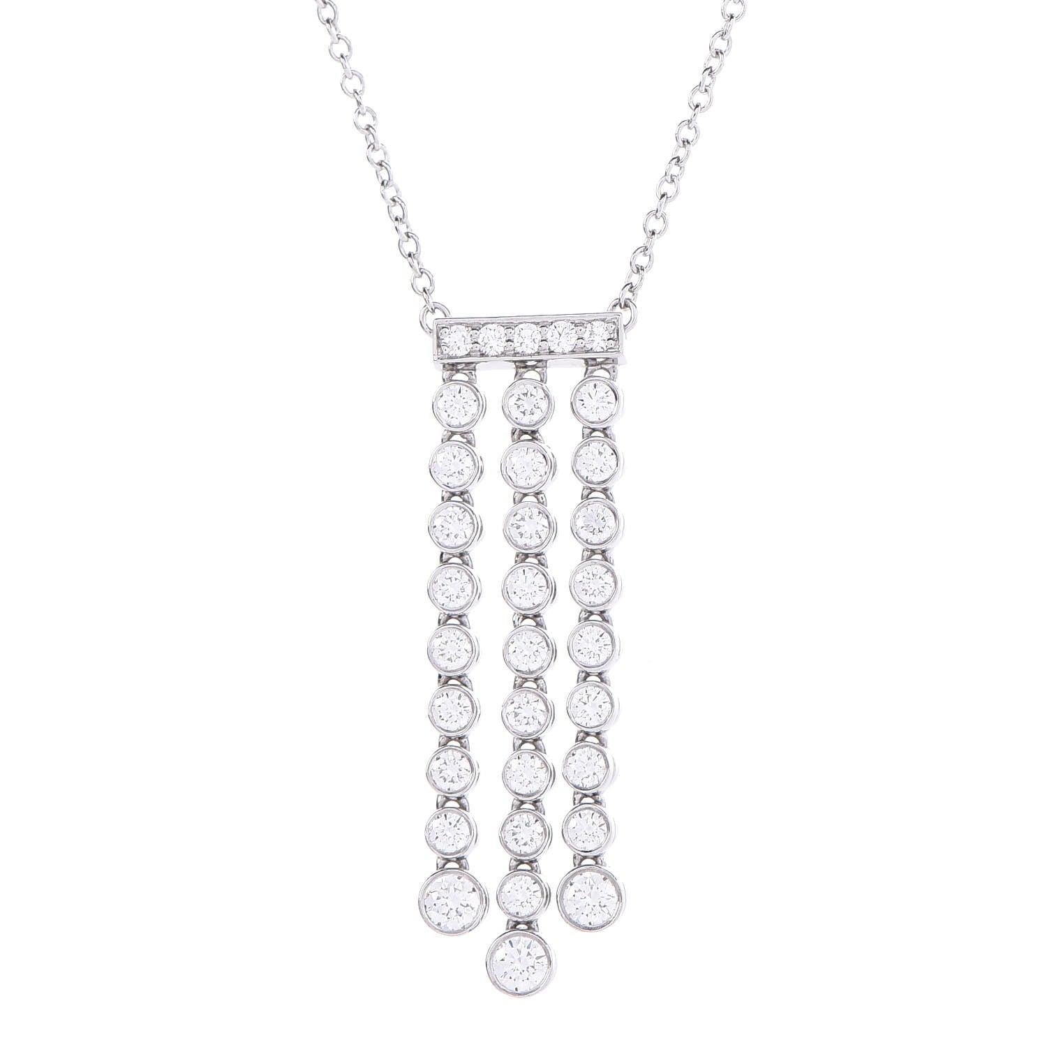 Tiffany Platinum Diamond Jazz Triple Drop Pendant Necklace 4 of 8