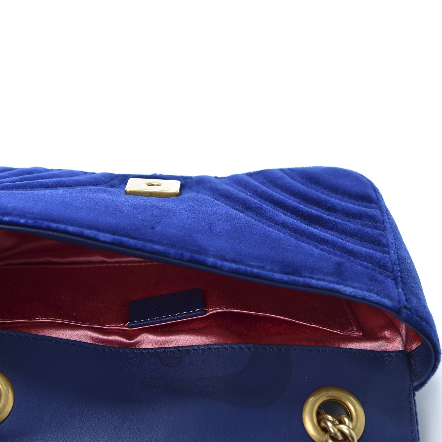 Gucci Velvet Matelasse Mini GG Marmont Shoulder Bag Cobalt Blue 4 of 11