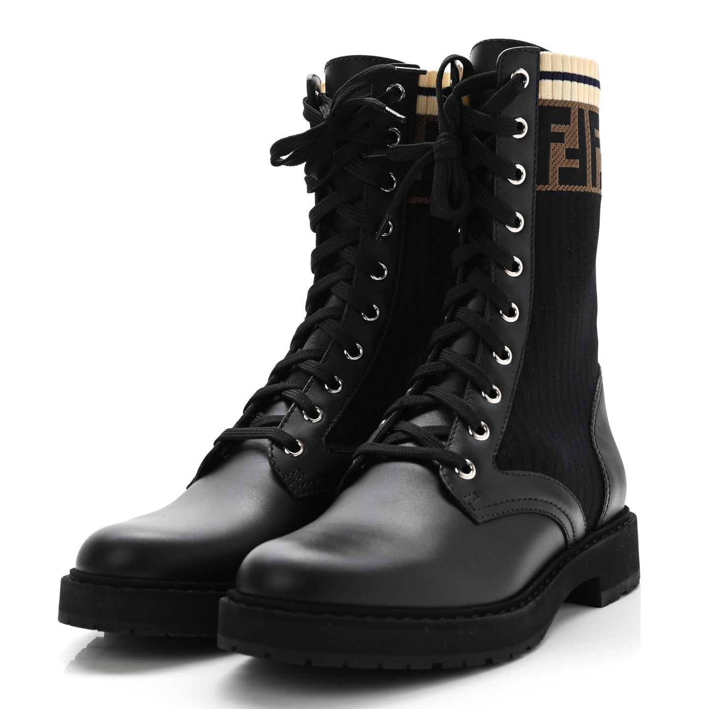Calfskin Stretch Fabric Rockoko Biker Boots 37 Tobacco Black Marino