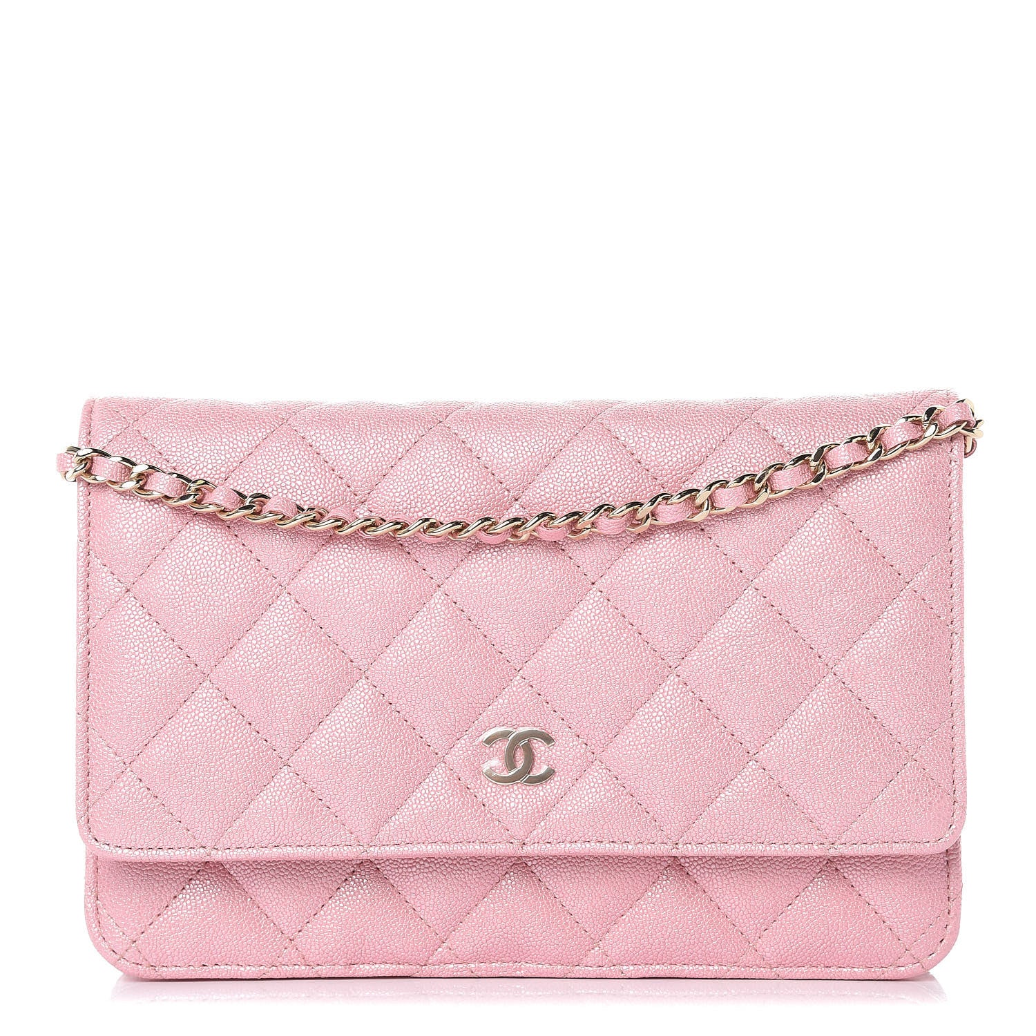Chanel Iridescent Caviar Quilted Wallet on Chain WOC Rose Pink 1 of 9