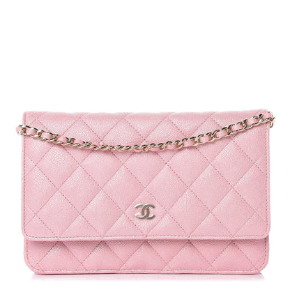 Chanel Iridescent Caviar Quilted Wallet on Chain WOC Rose Pink 1 of 9